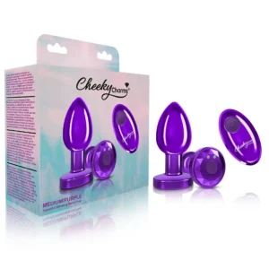 Cheeky Charms Vibrating Metal Plug Purple Medium W/ Remote - Power Play Studio, LLC