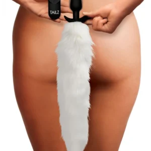 Tailz Vibrating White Fox Tail Slender Anal Plug - Power Play Studio, LLC