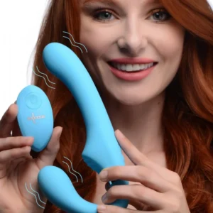 Strap U Mighty Rider 10x Vibrating Strapless Strap-on Blue - Power Play Studio, LLC
