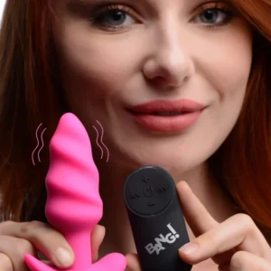 Bang! 21x Vibrating Silicone Swirl Butt Plug W/ Remote Pink