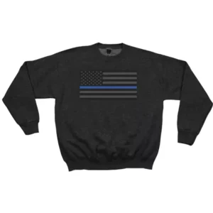 USA Flag/Thin Blue Line Crewneck Sweatshirt Black
