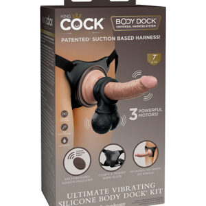 King Cock Elite Ultimate Vibrating Silicone Body Dock Kit w/Remote - Power Play Studio, LLC