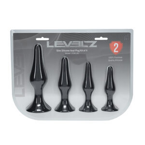 Shots Levelz Slim Silicone Anal Plug Kit of 4 - Black - Power Play Studio, LLC